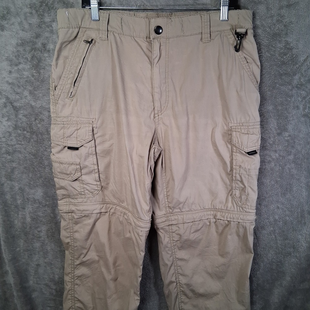 BC Clothing Stretch Convertible Cargo Pants Men Size Medium X 30 Khaki Beige